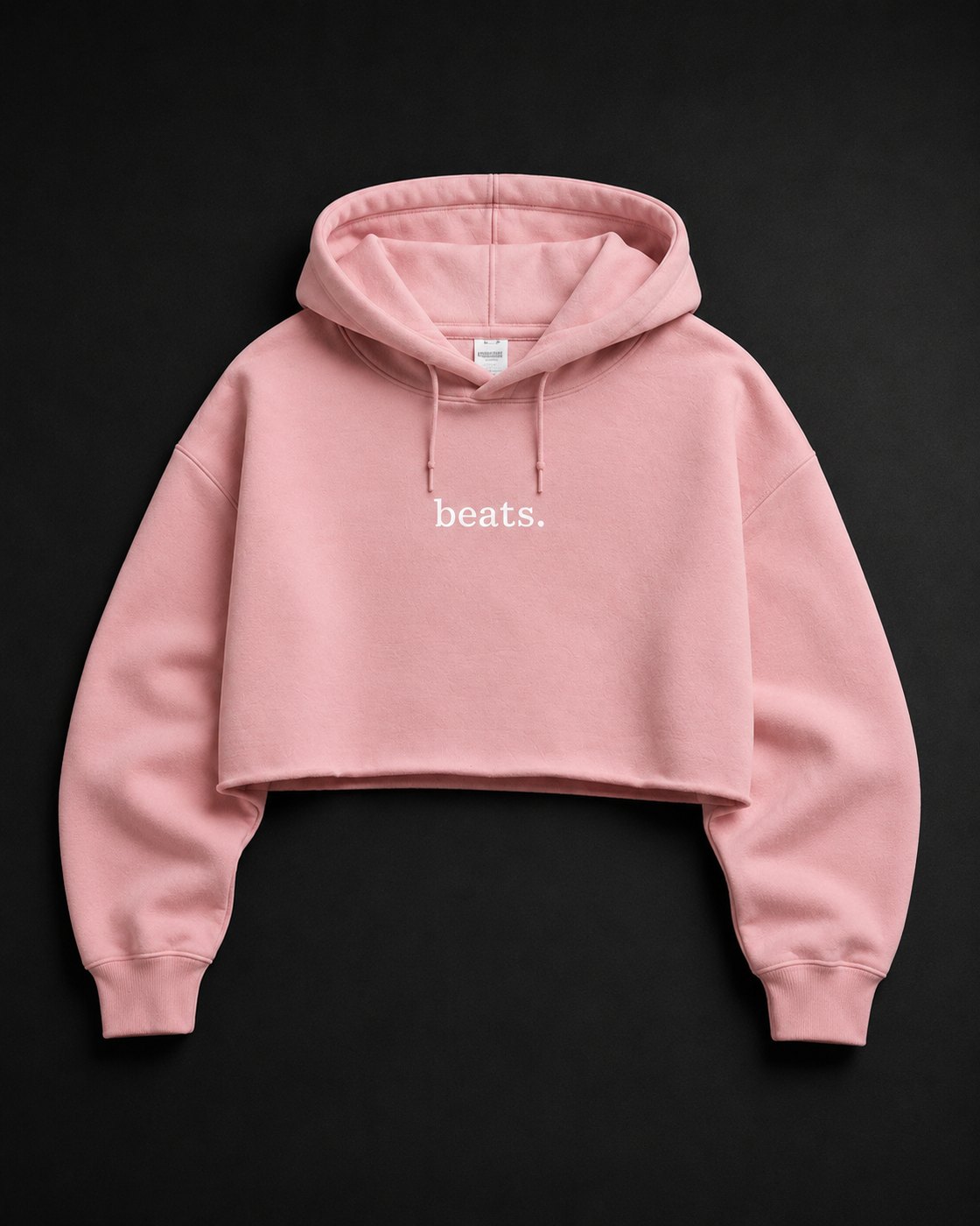 beats. crop hoodie — Arctic Pink